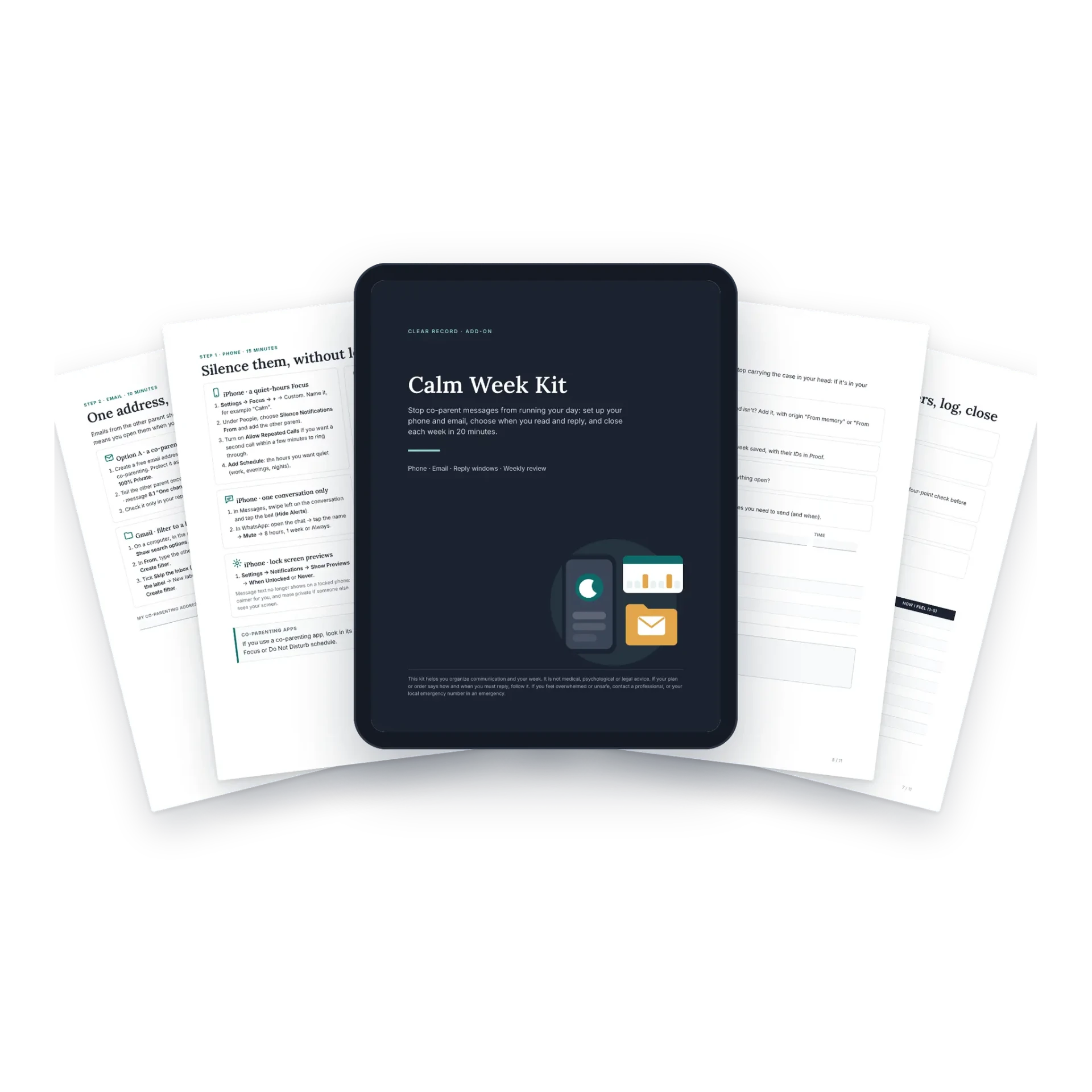 Clear Record Calm Week — Calm Week Kit cover and sample pages